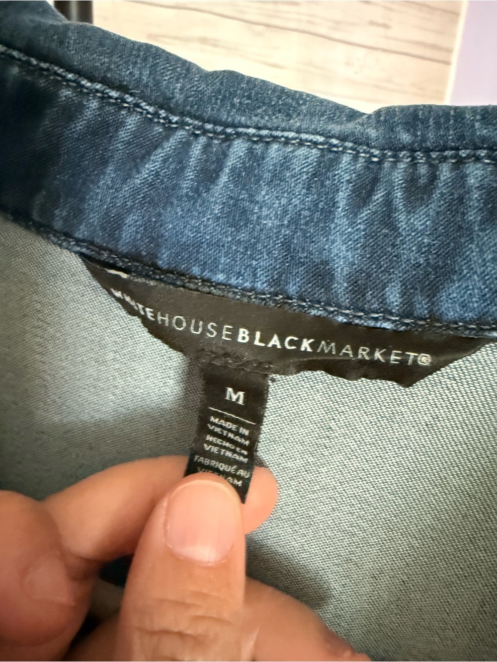 White House Black Market Washed Blue Denim Utility Jacket - Picture 4 of 5